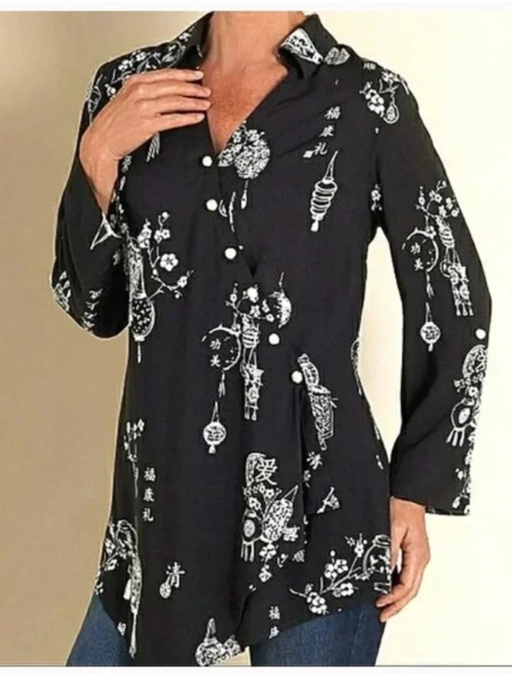 Soft Surroundings Pagoda Chinese Lantern Pattern Tunic